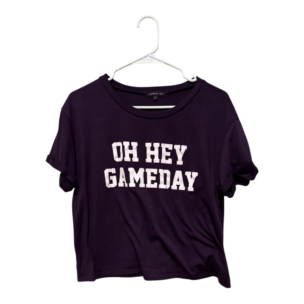 Women's Purple‎ Crop Top with 'Oh Hey Gameday' Print